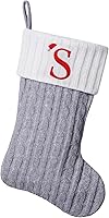 Vista 67 de Medias de Navidad con monograma de punto gris de 19.5 pulgadas. Calcetines de Navidad con inicial personalizadas, decoración de fiesta de Navidad
