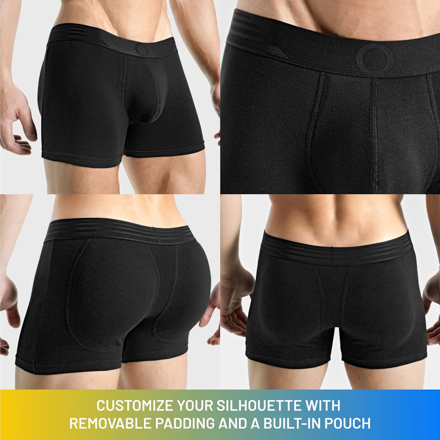 Rounderbum Men’s Dual Tech Padded Boxer Brief + Smart Package Cup – Removable Pads & Package Support, 3 Colors - Image 4