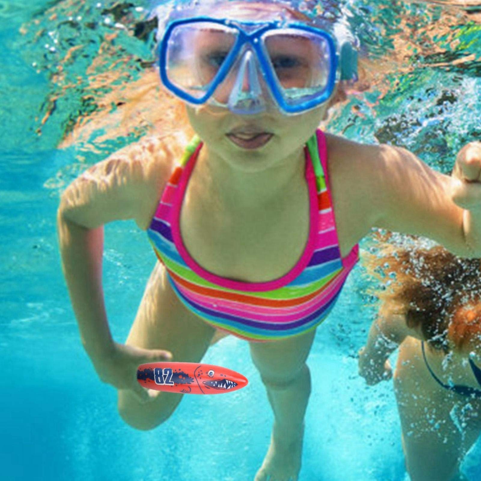 Lot De 4 Fusées Torpilles Sous-marines – Jouet De Plongée Et Natation Pour Enfants – PVC Sûr, Couleurs Vives – Taille 13 Cm