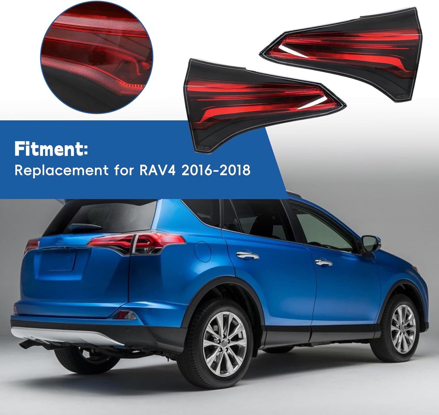 Rear Inner Tail Lights Assembly Replacement for Toyota RAV4 2016-2018 Driver and Passenger Side Brake Tail Lamps TO2802133 TO2803133