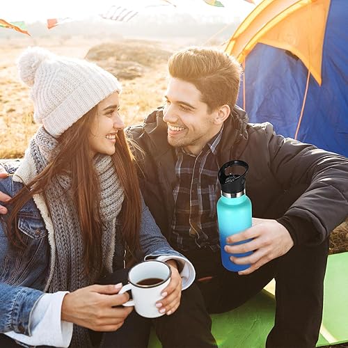 Miniatura 6 de Volhoply Botella de agua aislada de 17 onzas a granel, paquete de 2 botellas de agua de acero inoxidable para niños con tapa con pajilla, botella de