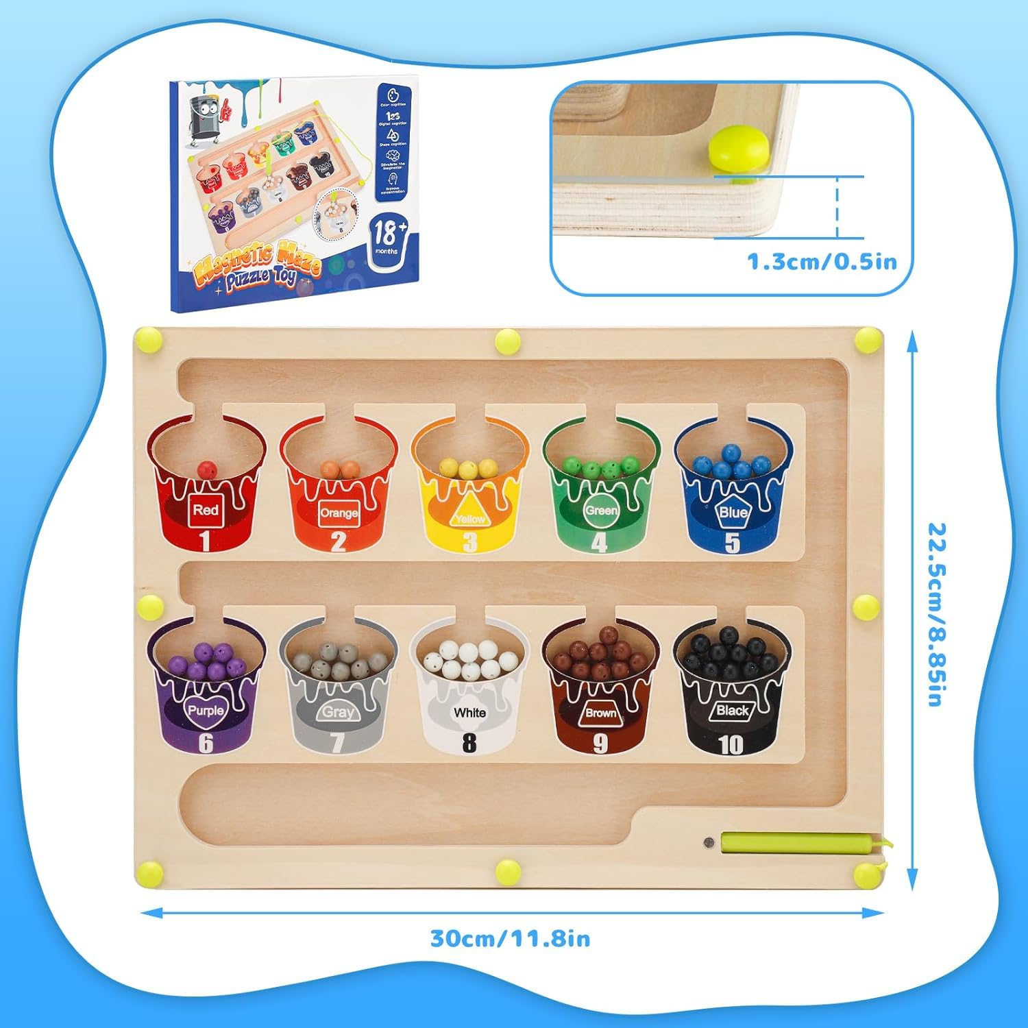 Montessori Magnetspiel Labyrinth - Lernspielzeug Ab 2 Jahre Mit 55 Magnetperlen