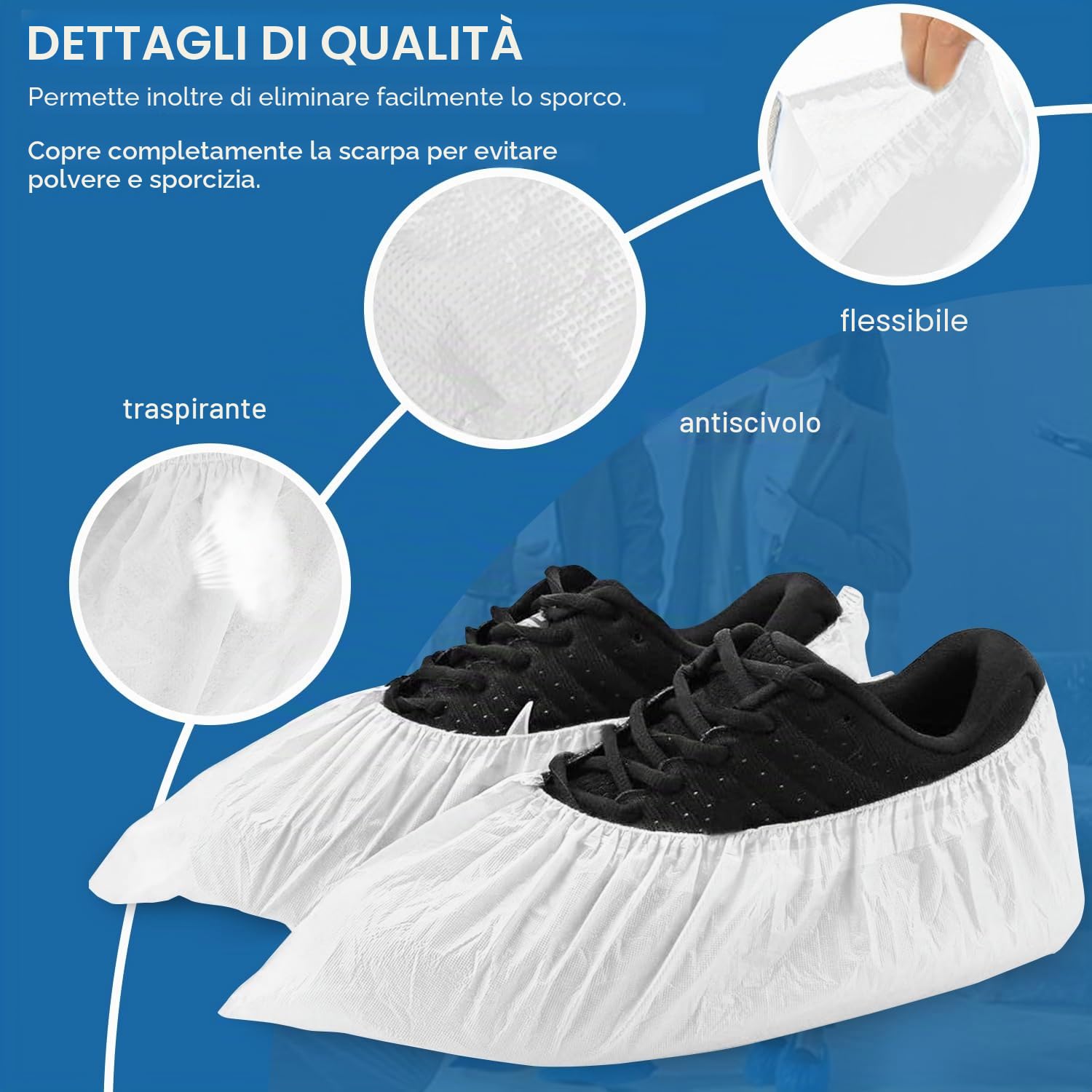 LATRAT Set di 100 Scarpe usa e Getta, Calzari Monouso in Tessuto, Copri Scarpe da Casa