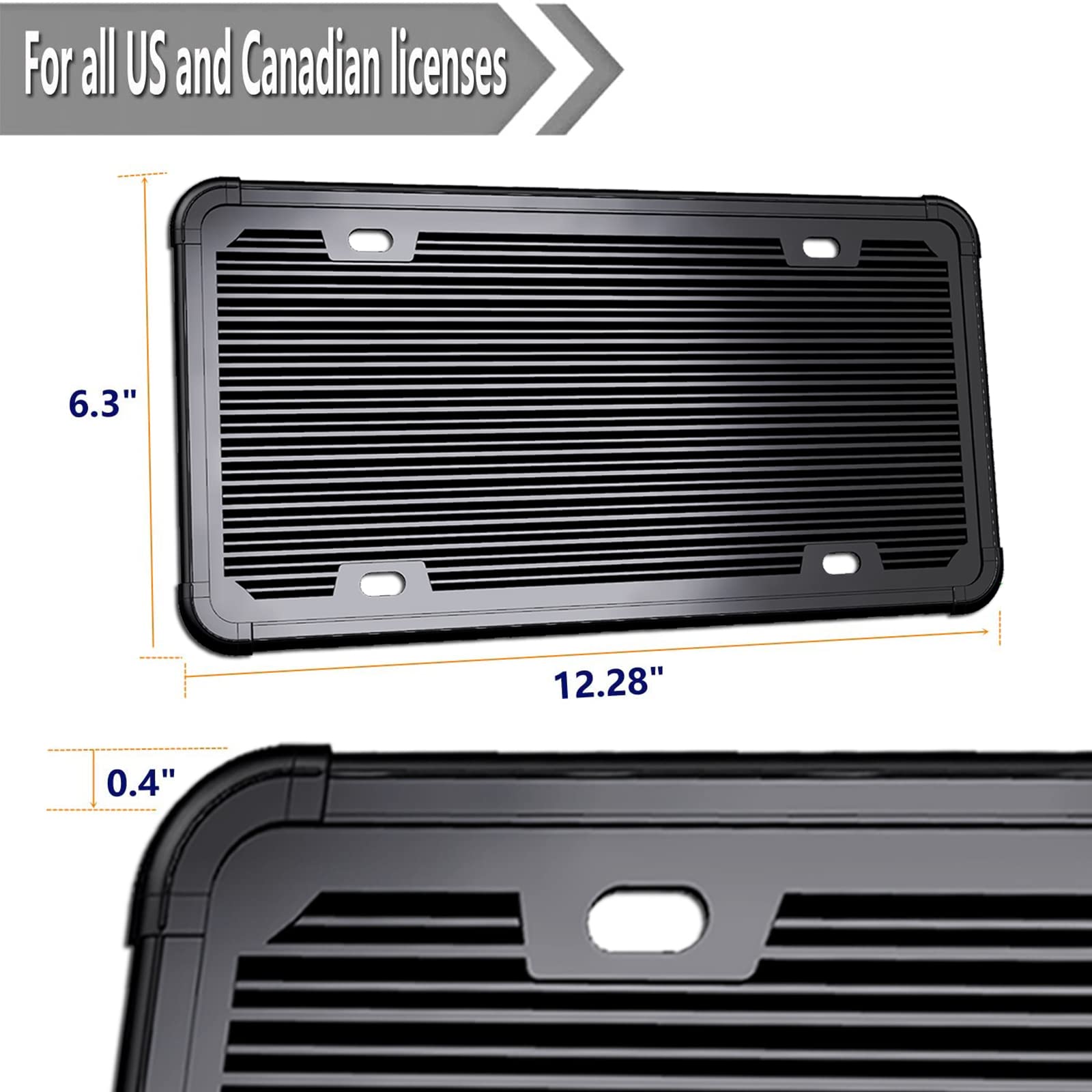 ZXFOOG Marco negro para placa de matrícula, soporte de silicona para placa de matrícula delantera o trasera, resistente al óxido con tornillos de montaje de acero inoxidable, 1 paquete