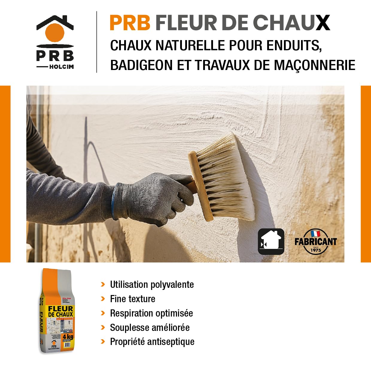Fleur de Chaux 4kg - Chaux Naturelle pour Enduits, Peintures Minérales et Travaux de Maçonnerie - Finition Lisse, Blanche et Respirante - Intérieur et Extérieur, Haute Qualité