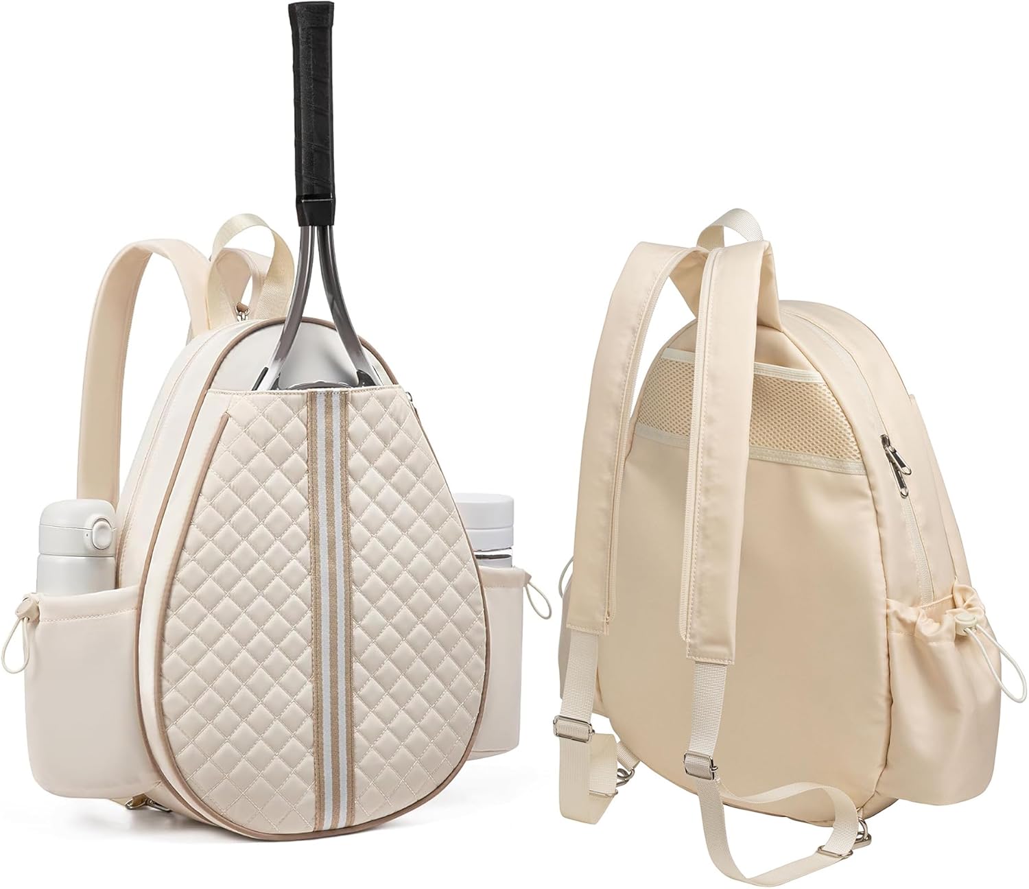 Quilted Tennis Sling Bag Women Men- 1.1 lb Ultralight Crossbody Tennis Backpack with Wet & Shoe Compartments,Water Resistant Pickleball & Badminton Racket Cover