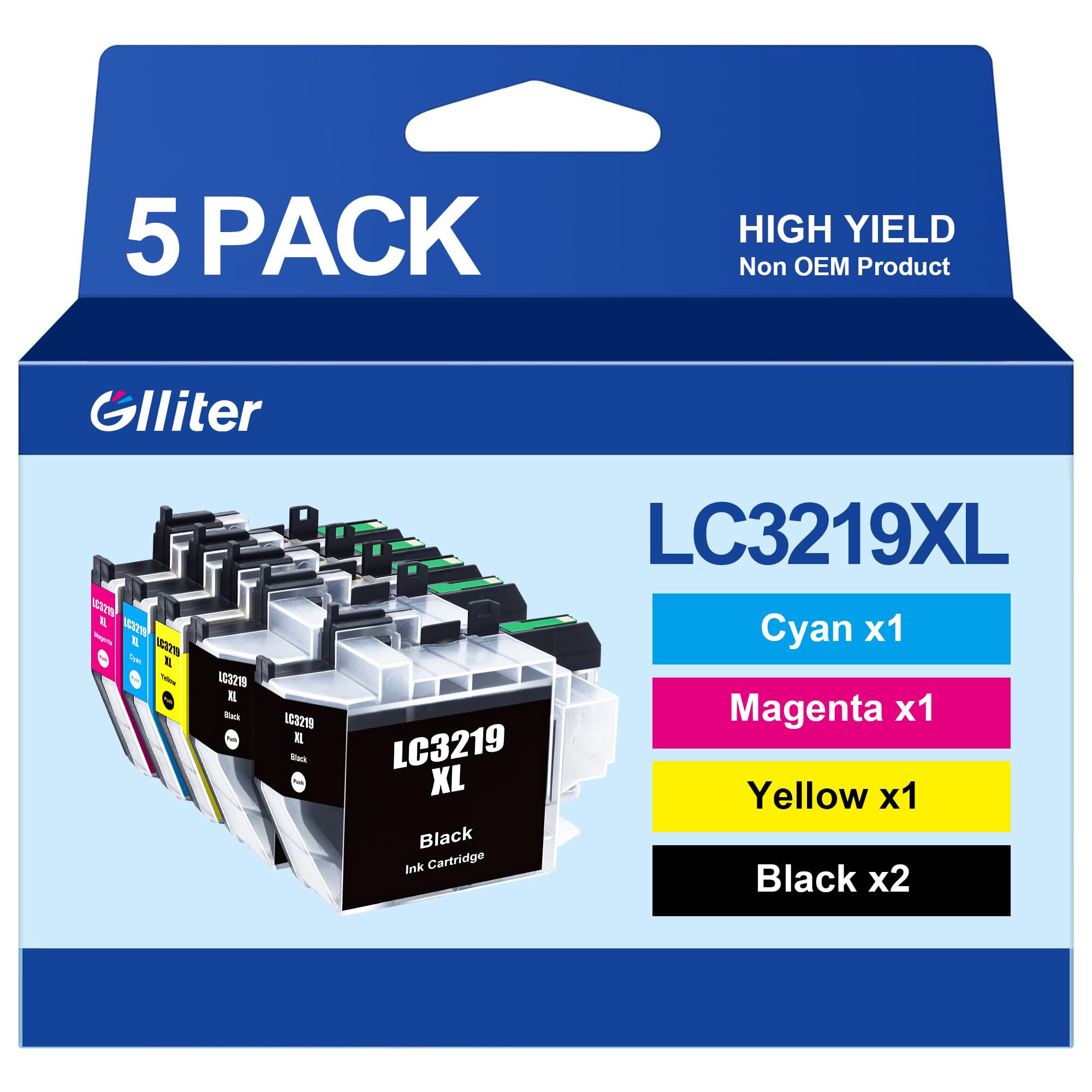 Glliter LC3219XL Patronen für Brother LC3219XL LC3217 Kompatibel mit Brother MFC-J5330DW Patronen für Brother MFC-J5335DW MFC-J5730DW MFC-J5930DW MFC-J6530DW MFC-J6930DW MFC-J6935DW (5er-Pack)