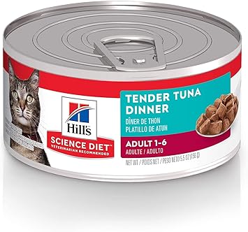 Hills Science Diet Adult Tender Tuna Dinner Chunks and Gravy Cat Food Can, 5.5-Ounce, 24-Pack
