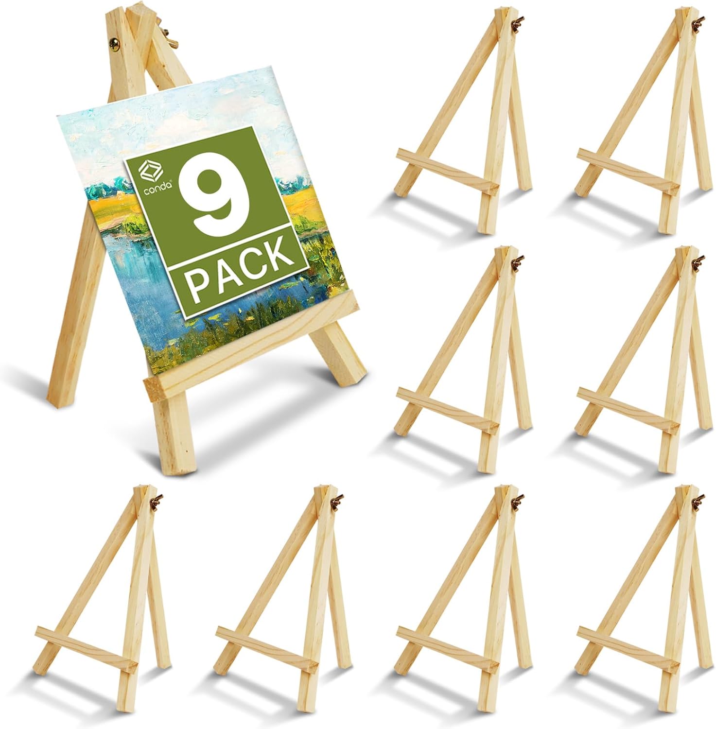 Amazon.com: Conda 9 Pack 9 Inch Mini Wooden Display Easels, A-Shaped ...