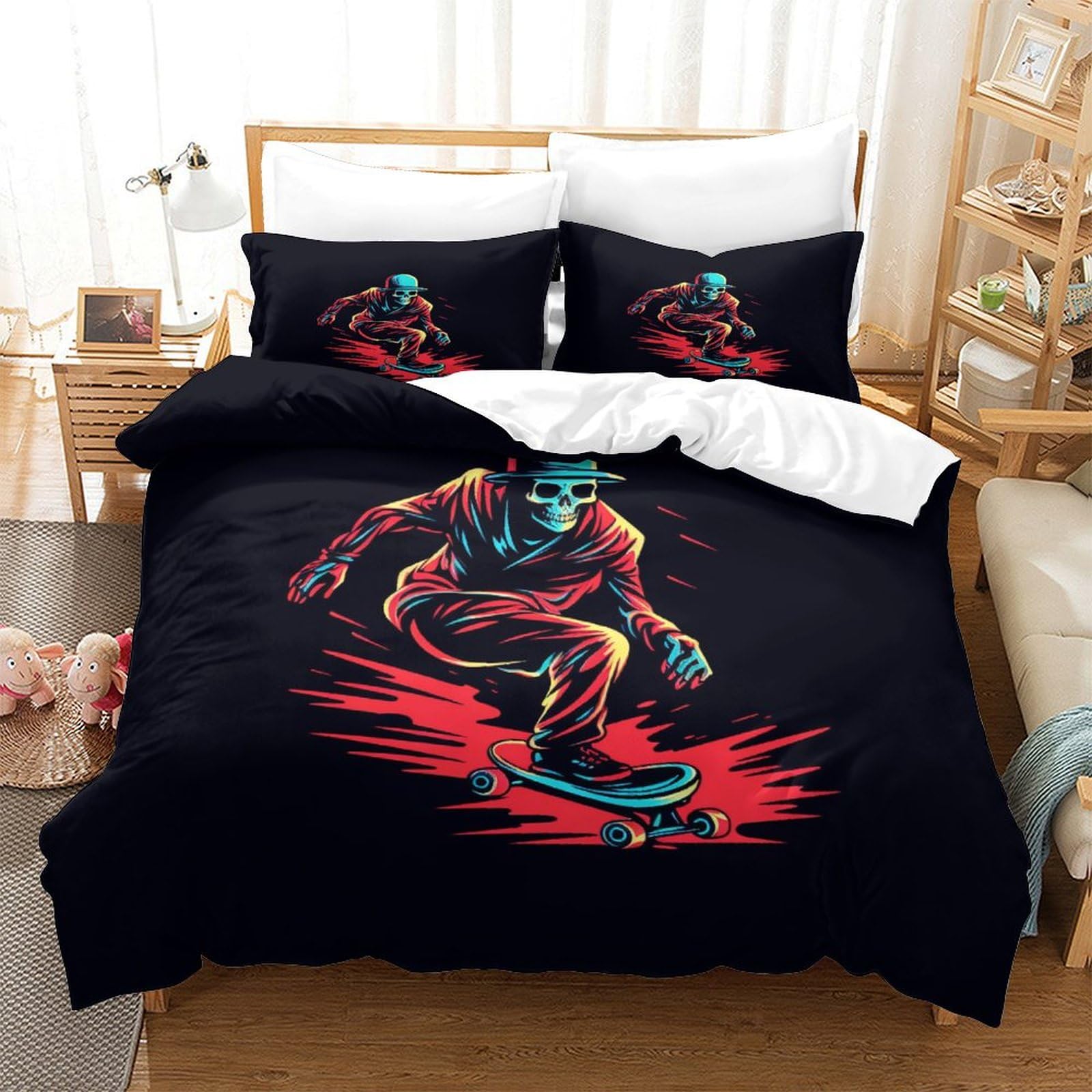 Housse de couette fermeture éclair lit super king size pour chambre cosy