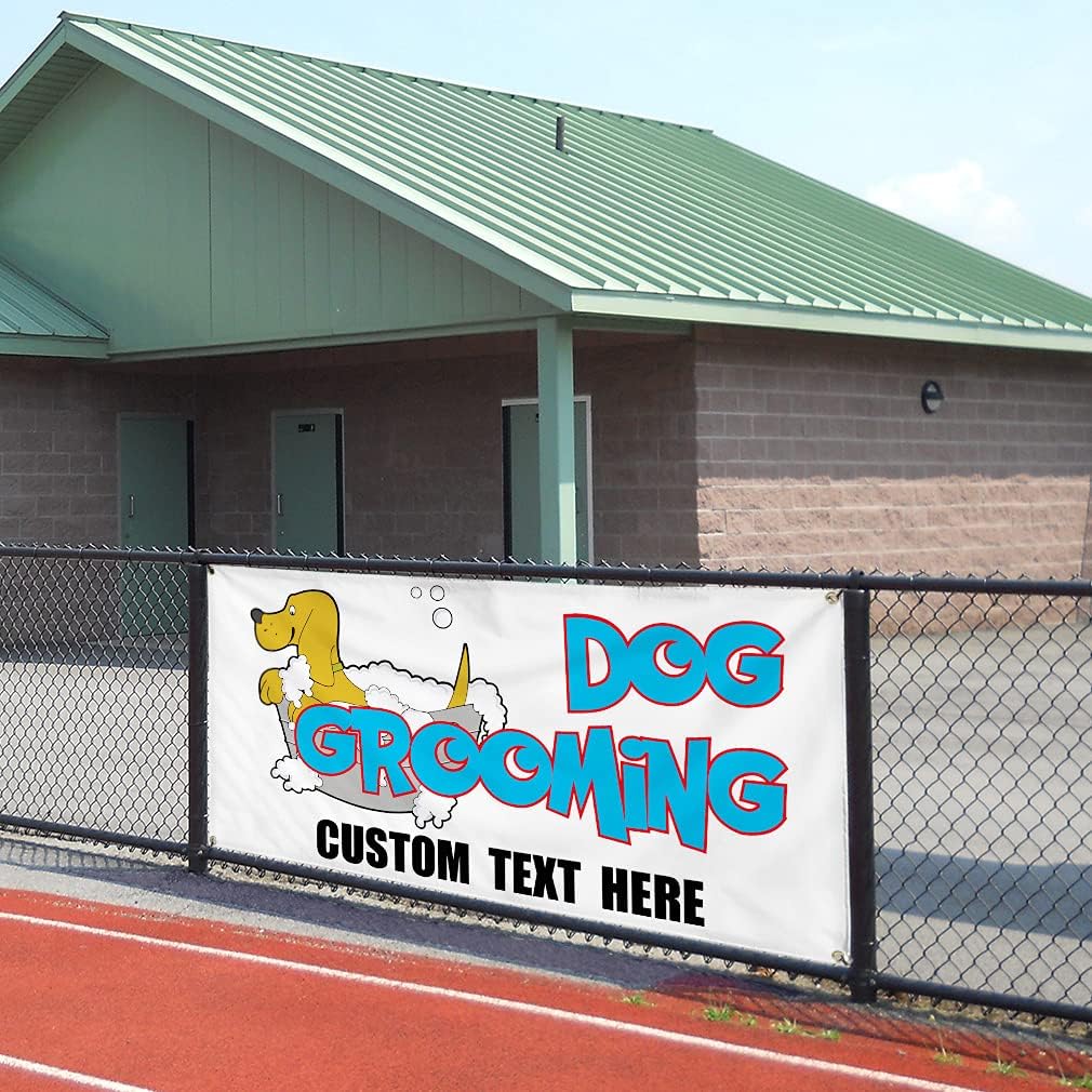Custom Vinyl Banner Multiple Sizes Dog Grooming Business Pet Grooming Outdoor Weatherproof Industrial Yard Signs 4 Grommets Personalized Text Here 24x48Inches