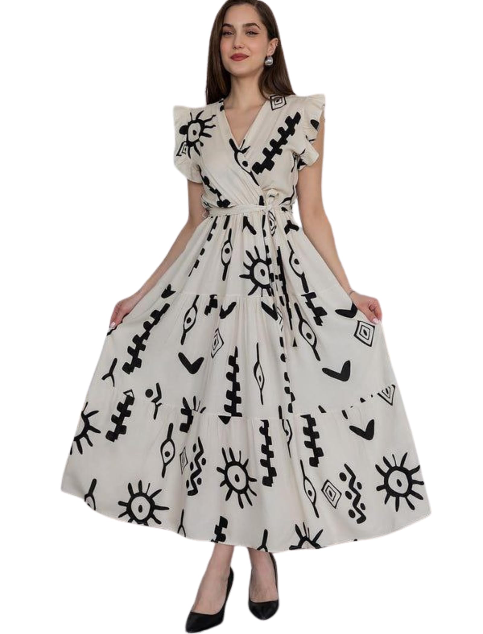 Modestouze Attires Dress for Women Western Maxi Style, Indo Western Dresses, One Piece Long Gown, A Line Flared Pattern, Ethnic Look Outfit for Women