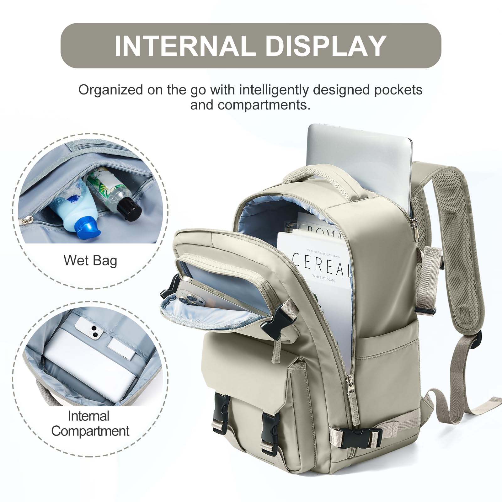 SZLX Zaino da Viaggio grande Zaino Ryanair 40x30x20 Sottovuoto Donna da escursionismo sportivo da esterno impermeabile Zaino Casual Laptop da 14 Pollici con porta di ricarica USB Scomparto per Scarpe