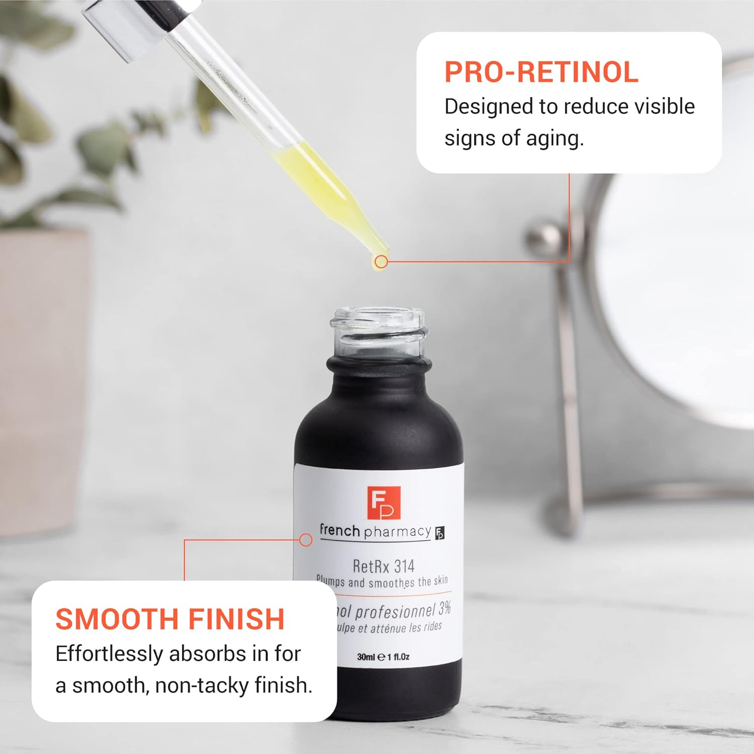 French Pharmacy RetRx 314 Professional Facial Retinol Serum - Skin Renewing - Anti-Aging - Increase Elasticity, Plumpness & Brightness - For All Skin Types - 1oz