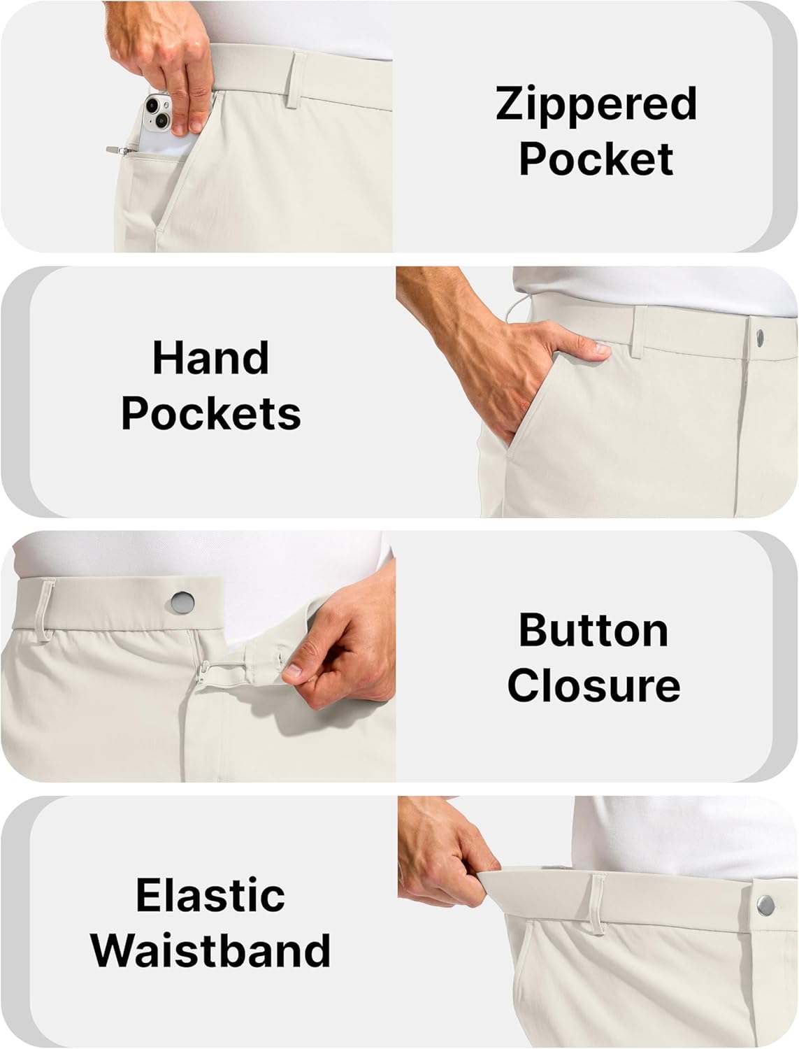 Pudolla Men's Golf Dress Shorts 7"/9" Stretch Casual Work Hybrid Shorts for Men with 3 Pockets Quick Dry Breathable - Image 4