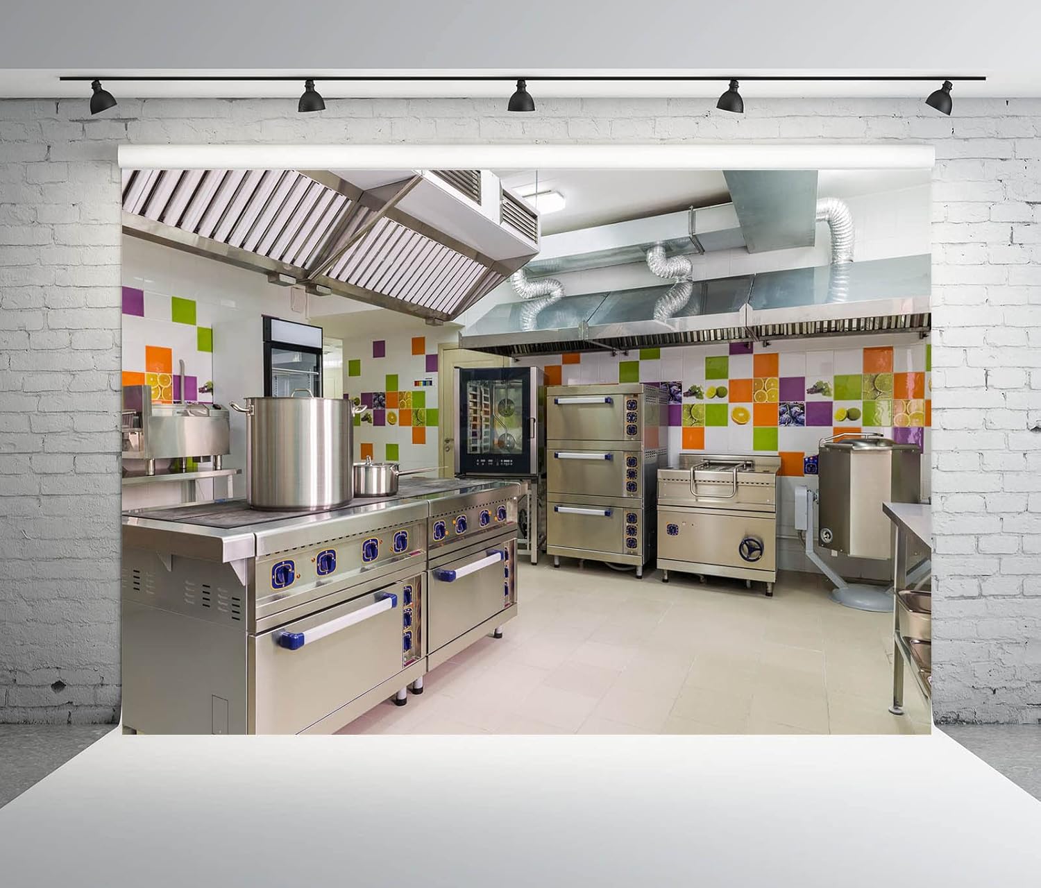 10x6.5ft Fabric Modern Kitchen Backdrop Stainless Oven Pot Restaurant Kitchen Photography Background Cooking Party Decorations for Girls Woman Kids Video Shooting Photo Studio Prop