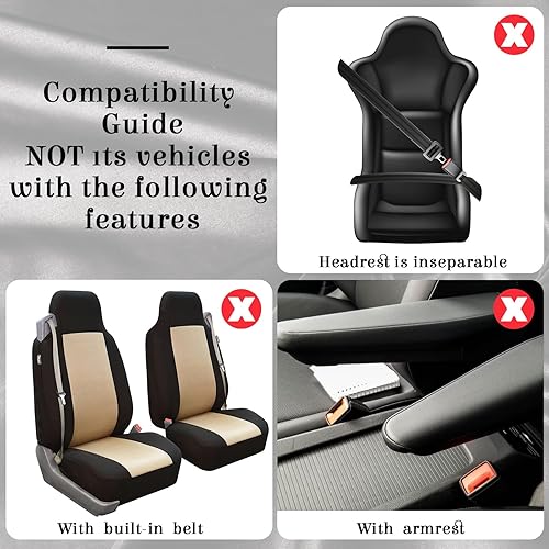 Miniatura 9 de BBTO Juego completo de 43 piezas de asiento de automóvil de mariposa para mujer, 5 fundas de asiento delantero y trasero, correa de muñeca, 2