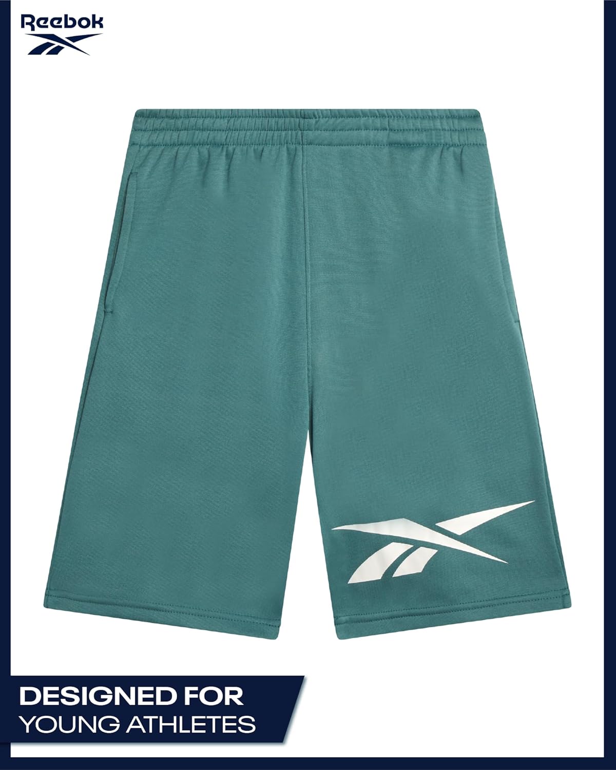 Reebok Boys Athletic Shorts - 2 Pack Performance Quick Dry Pull On French Terry Boys Shorts with Pockets for Basketball Gym
