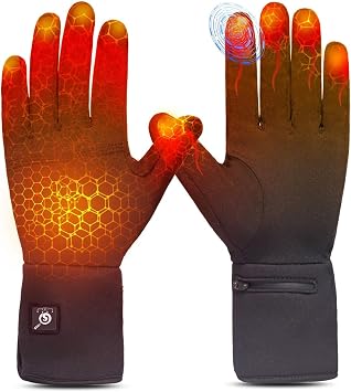 Heated Glove Liners for Men Women, Long-Lasting Anti-Freeze Battery, Flexible Ultrathin, Touchscreen Rechargeable Thin Electric Liners for Typing, Cycling, Hiking, Skiing & Winter Outdoor Work