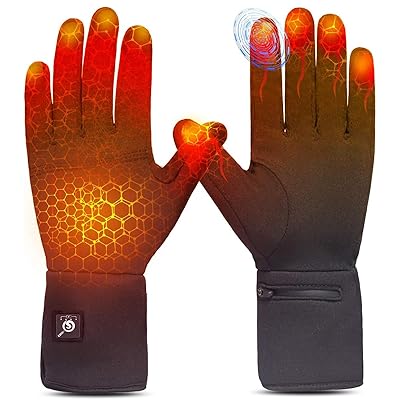 Heated Glove Liners for Men & Women, Thin Flexible Rechargeable Electric Gloves with Long-Lasting Battery for Typing