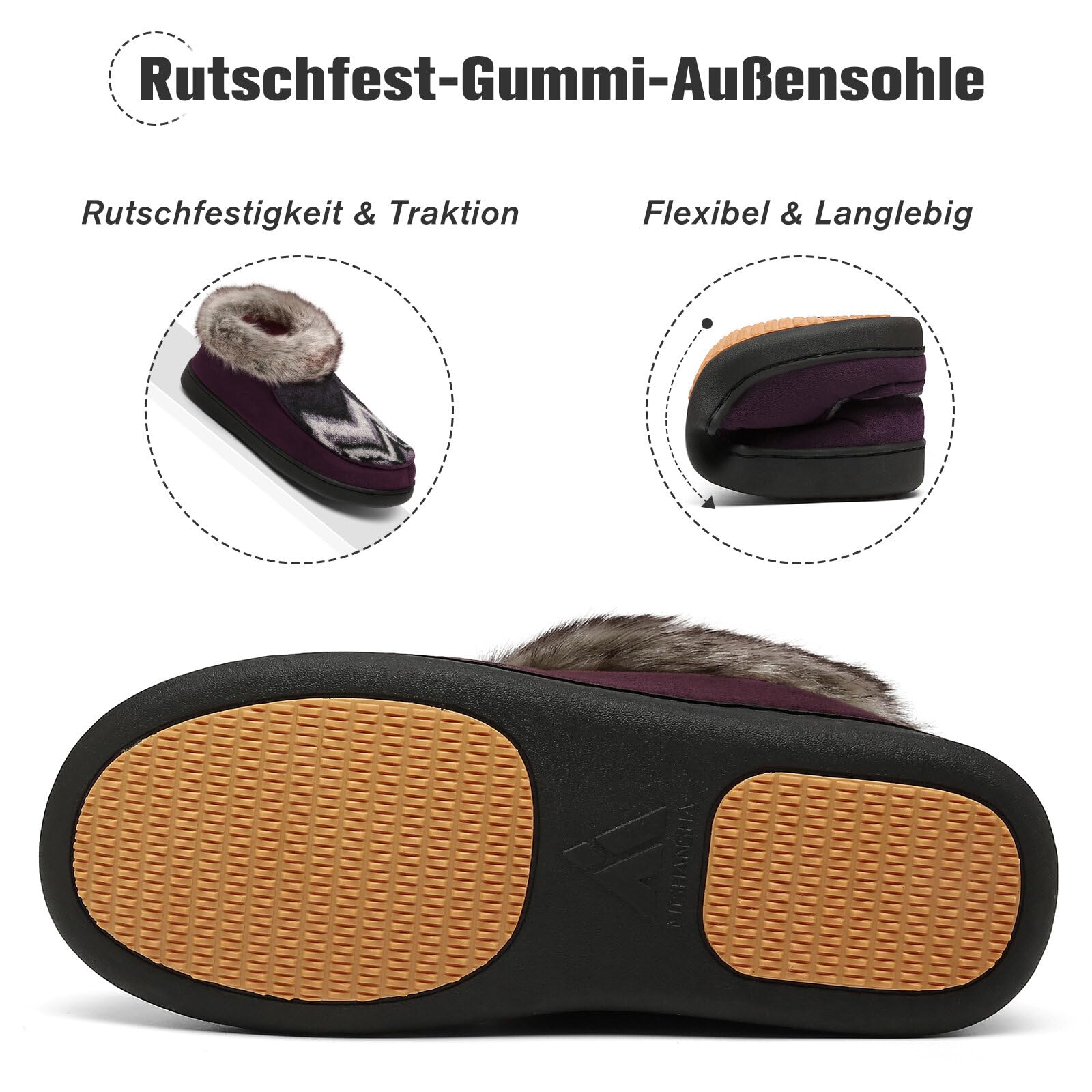 Mishansha Ciabatte Donna Invernali Peluche Pantofole Schiuma di Memoria Gr.36-43