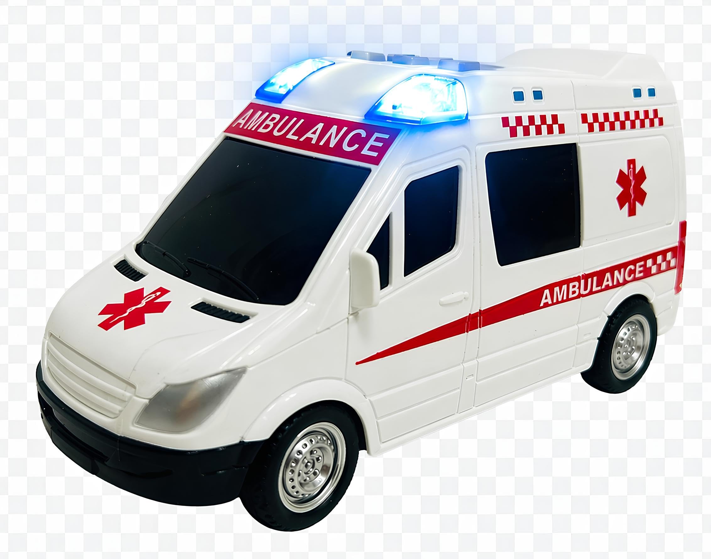 Ambulancia - Juguete con luces y sonidos reales, movimiento de embrague, ambulancia, grande, 18 cm, primeros auxilios con luces y sonidos, ambulancias para niños, con movimiento de embrague, sirenas