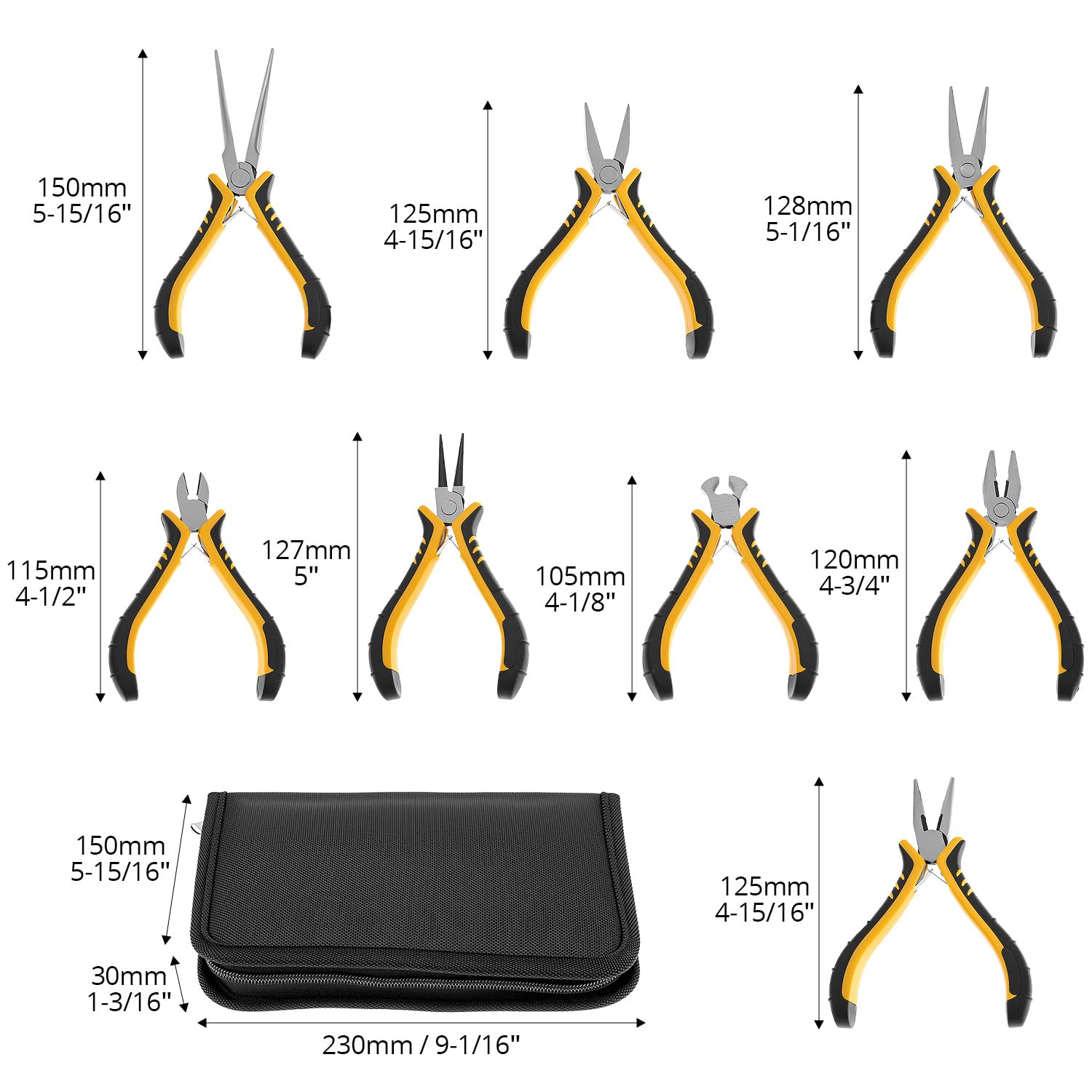 QWORK Lot de 8 mini pinces à bijoux, kit d'outils pour la fabrication de bijoux et la réparation