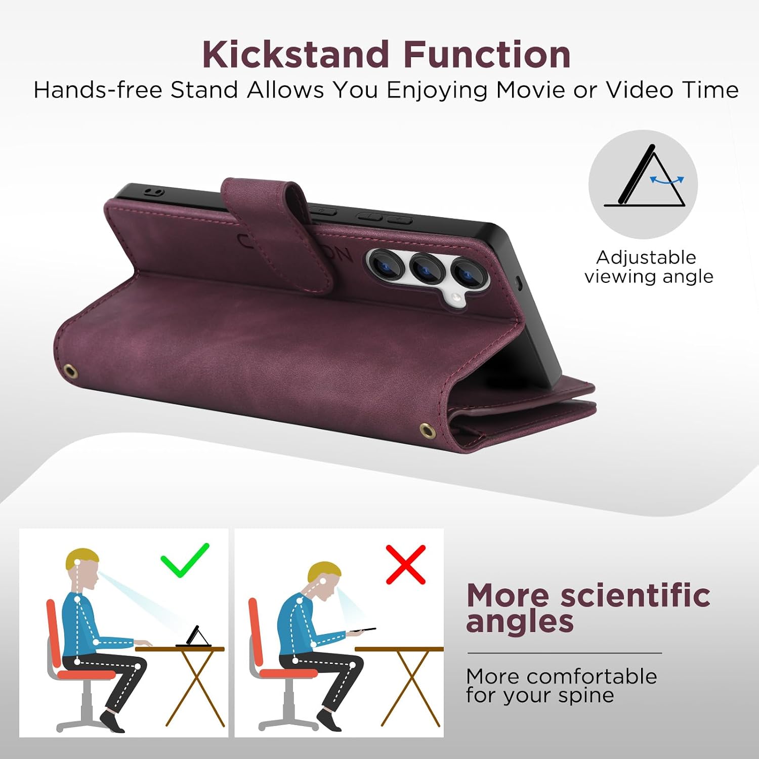 for Samsung Galaxy A16-5G-Wallet Case: with RFID Blocking Card Slots (6 Cards) | Soft PU Leather Magnetic Snap Zipper Pocket | Crossbody Wrist Strap Protective Phone Cover - Claret