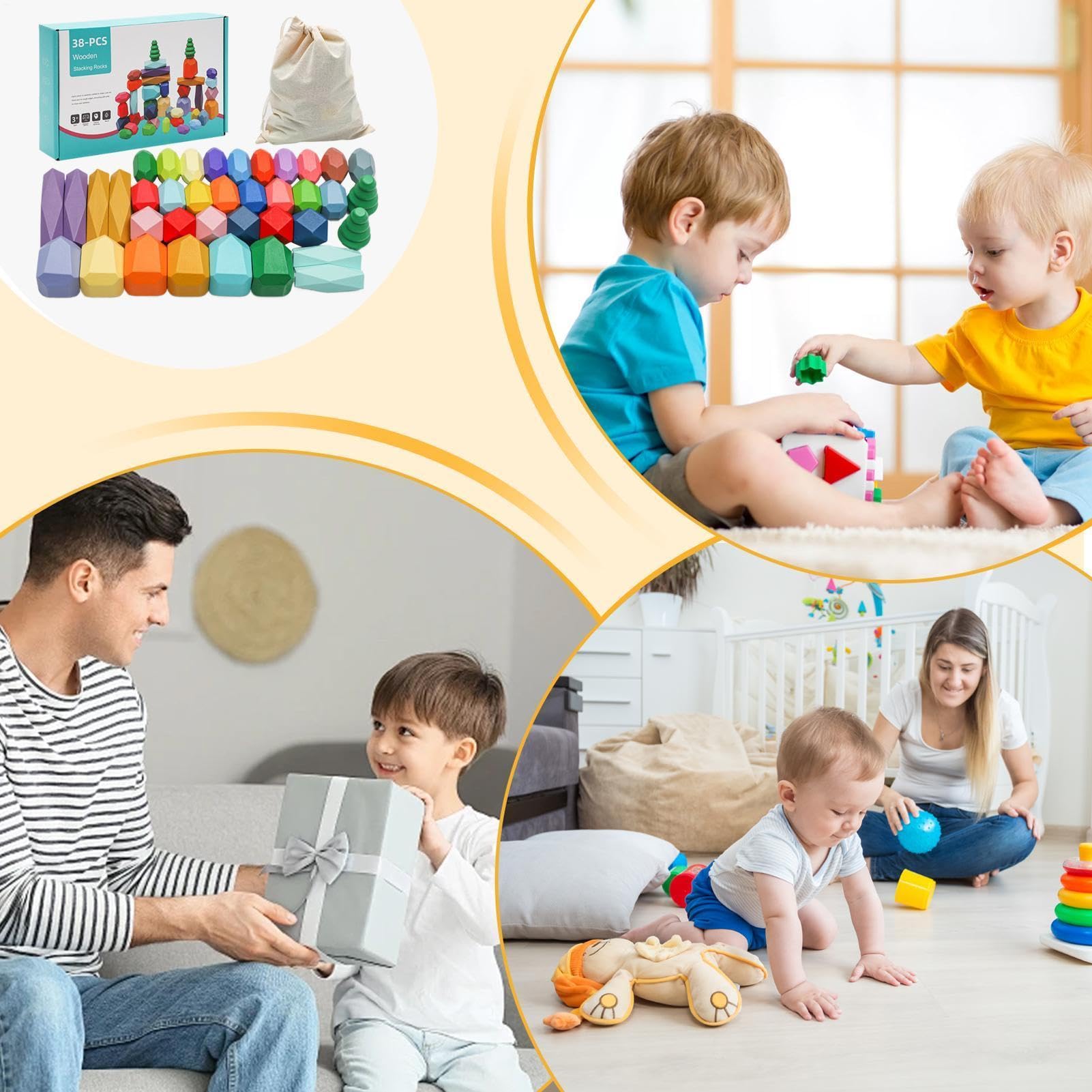 Generisch Juego de bloques de madera apilables, juego de bloques de madera