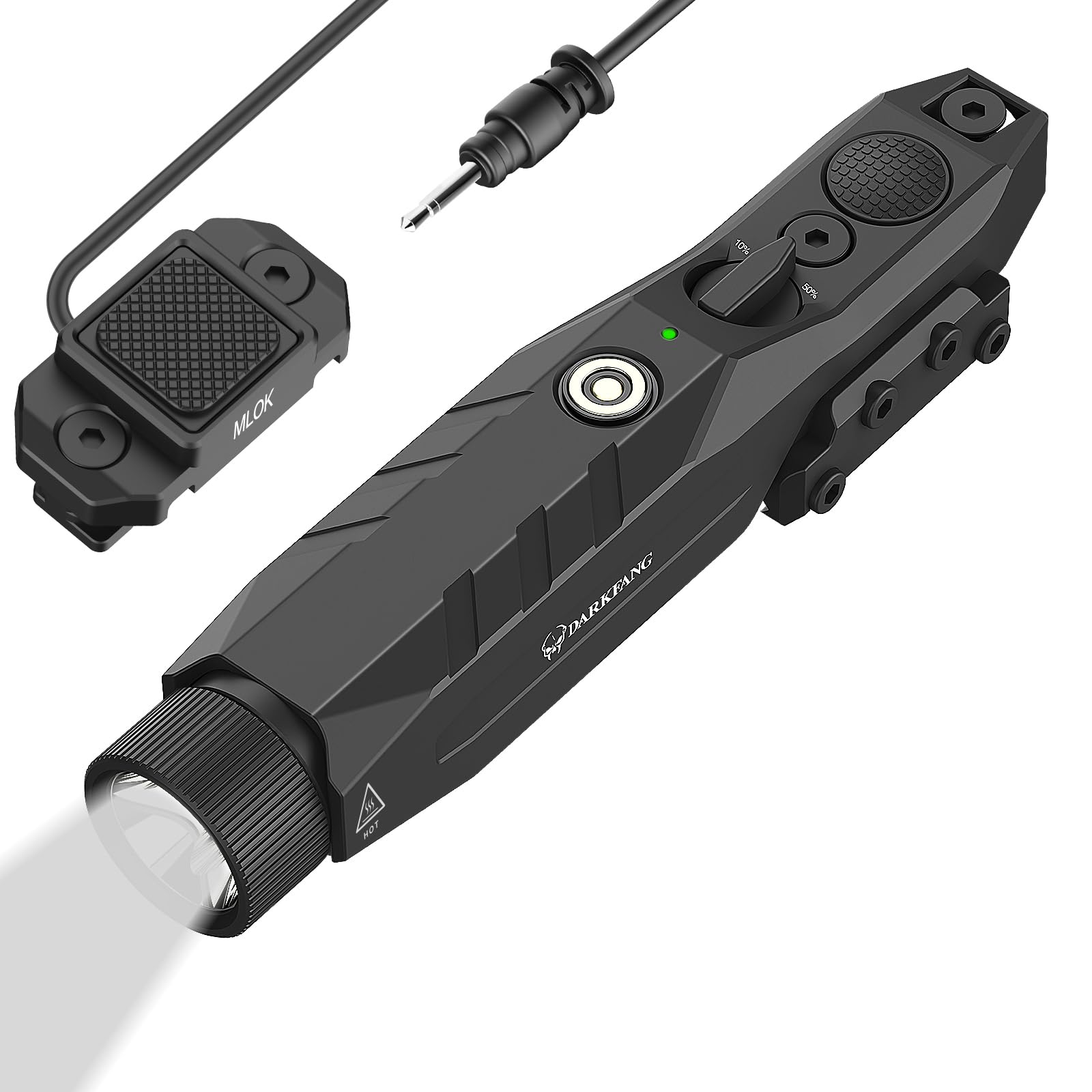 DARKFANG Lampe Tactique de 1450 lumens avec télécommande pour Picatinny et M-Rails