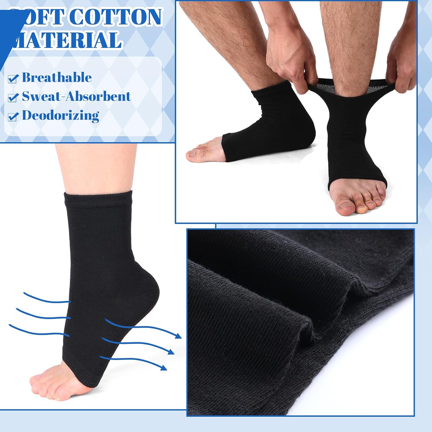 Twistover 10 Pairs Men Toeless Socks Open Toe Flip Flop Pedicure Socks for Sandals Running Yoga Spa