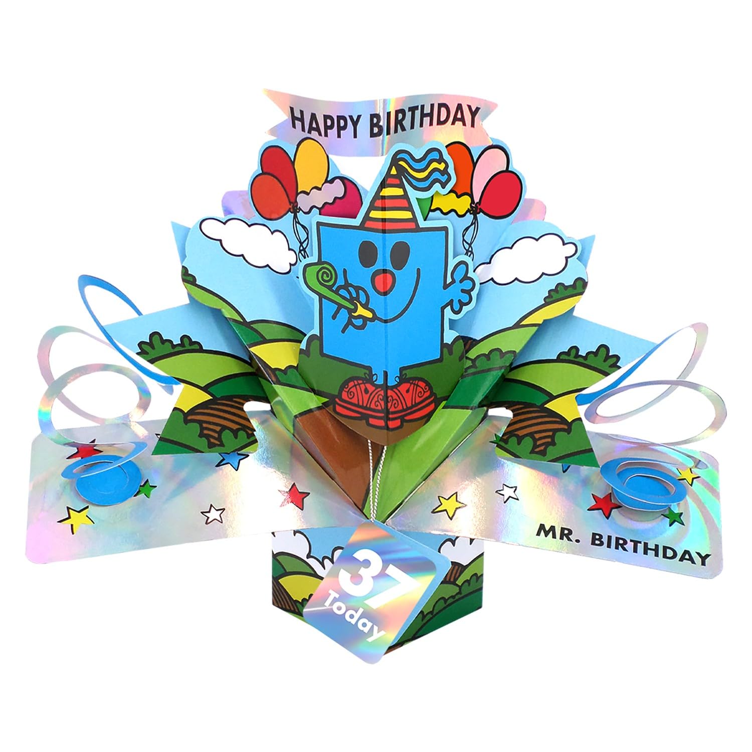 Second Nature Pop Ups Mr. Men Little Miss 38 Today Mr Birthday 3D Pop Up 38th Birthday Card For Him Collectable Greeting Card - Vibrant Design, Nostalgic, Eco-Friendly, Keepsake, 3D Freestanding