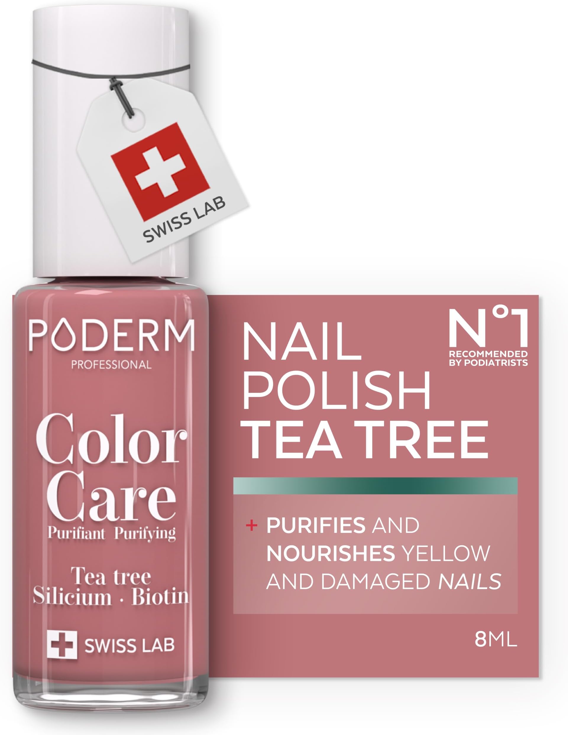 PODERM Nail Care Polish with Tea Tree - Rosewood | 8 ML - Swiss Lab