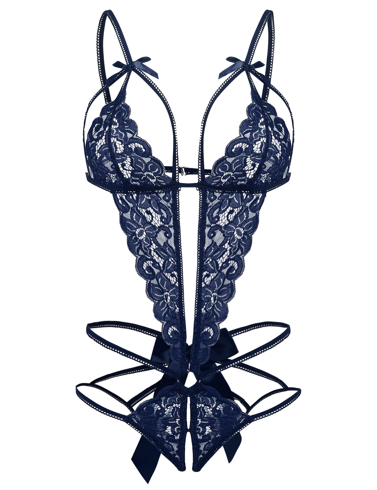 Photo 1 of ***PHOTO AND DESCRIPCION ONLY FOR REFERENCE***
Lingerie for Women Deep V Lace Teddy One Piece Lingerie Bodysuit Babydoll Teddy Underwear Navy L
