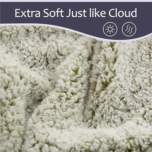 Miniatura 2 de EMME Manta cálida de forro polar de 90 x 90 pulgadas, tamaño Queen, ultra suave, cálida, manta sherpa de microfibra acogedora para cama, sofá, manta