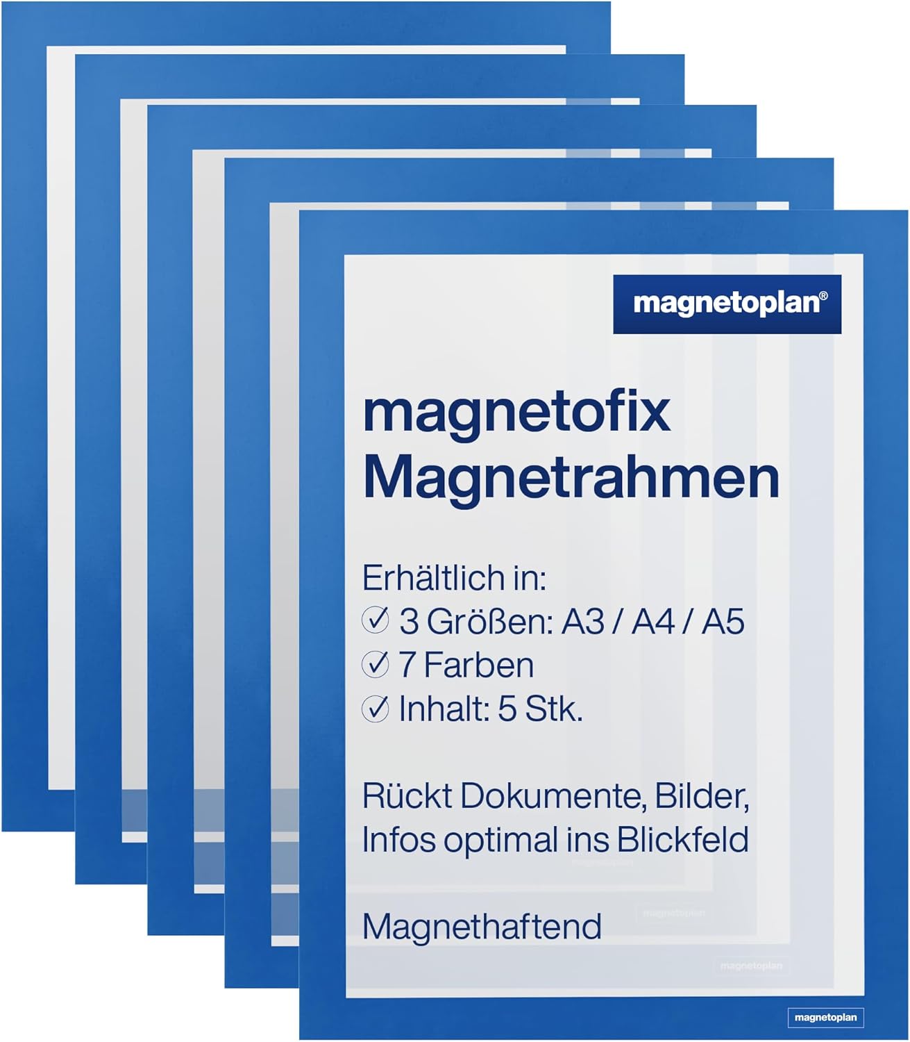 Magnetofix Viewing Window, DIN A4 Format, Pack of 5, Blue Frame