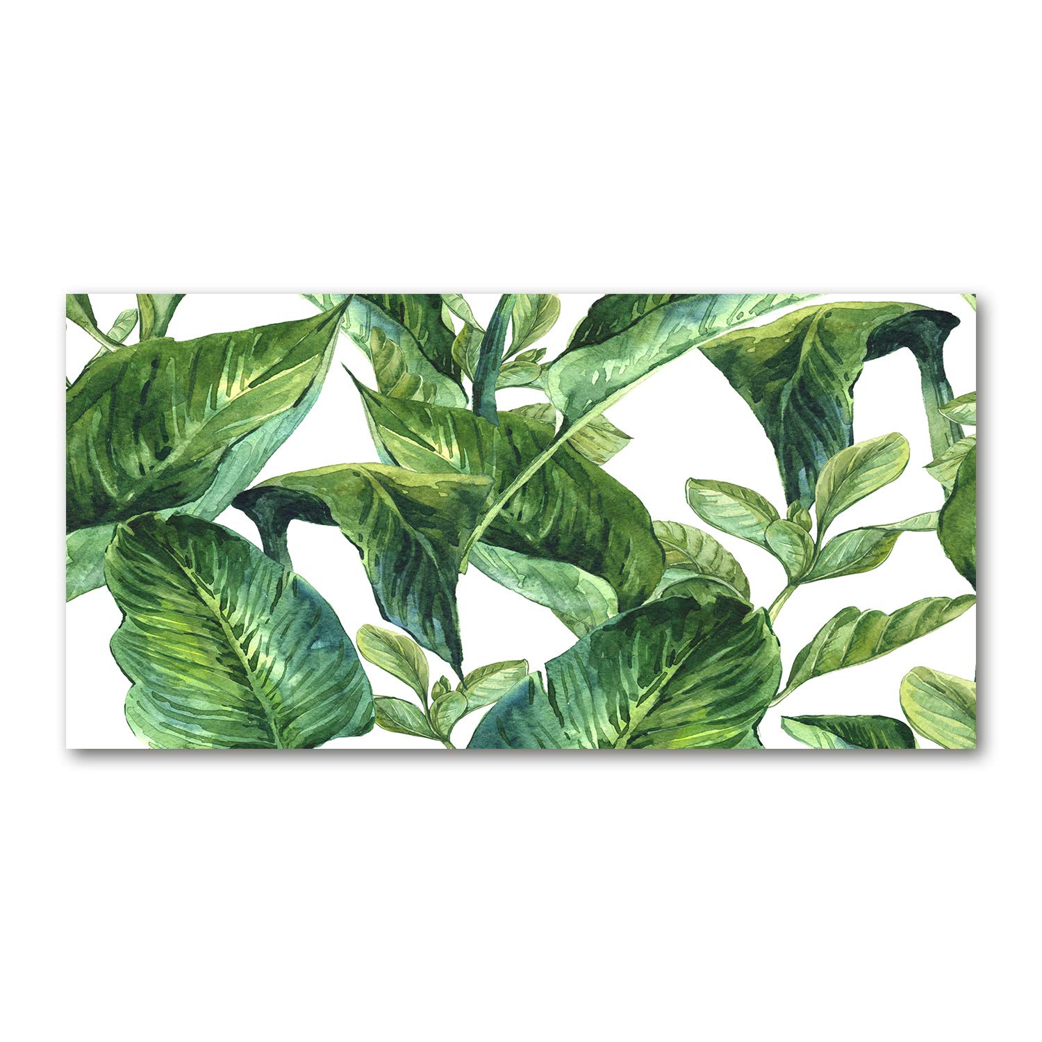 Tableau photo décorative en verre haut de gamme motif feuillage vert 120x60 cm