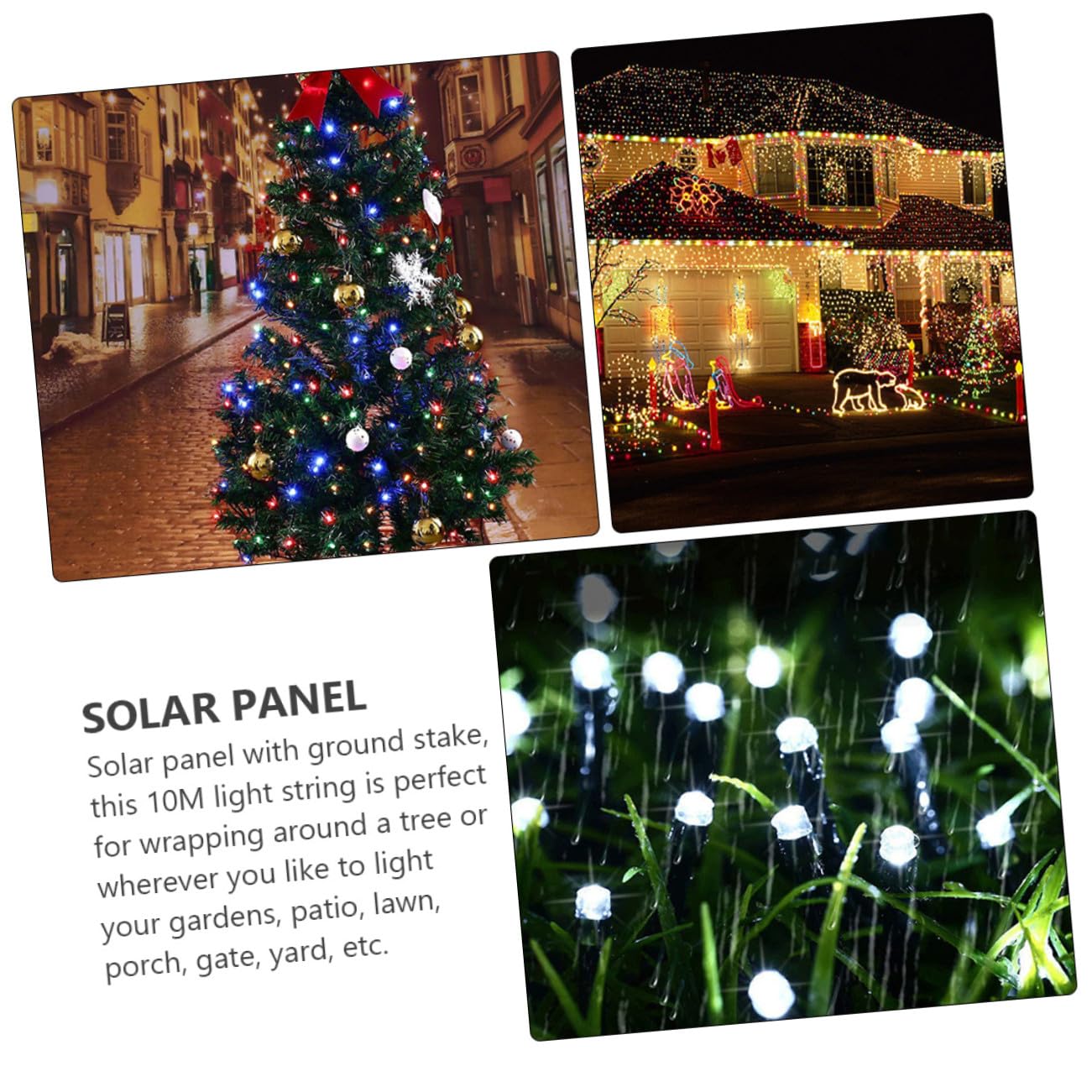Solar LED Lichterkette 10m 100 Leds 2 Satz für Außen Weiß