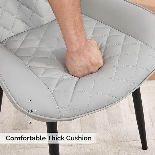 Miniatura 6 de Juego de sillas de comedor de 4, sillas de comedor modernas con cojines gruesos, sillas de comedor de cocina y salón tapizadas en cuero sintético