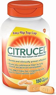 CITRUCEL Fiber Therapy Caplets for Irregularity, Easy to Swallow Methylcellulose, 180 Count