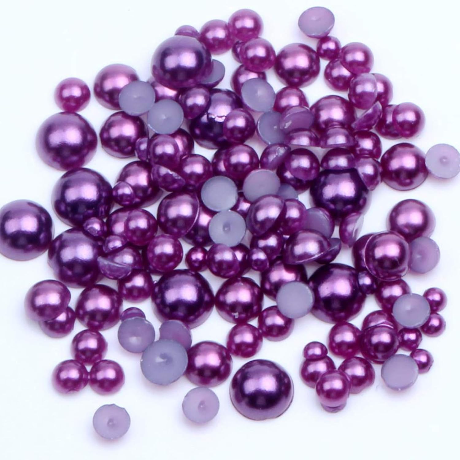 Dowarm 1000PCS 4/6/8/10/12/14mm Flatback Half Round Pearls Beads for Crafts Jewelry Scrapbook DIY Decoration (Dark Purple) - Image 3