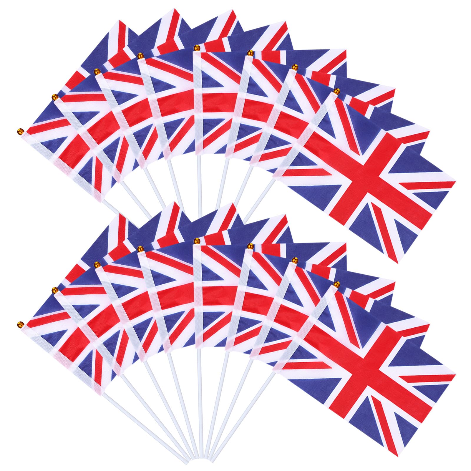 TOYANDONA 50 Pack Union Jack Hand Waving Flags on Sticks Great Britain Mini Uk Flag Set for Sports Clubs Football Matches Street Garden Parties and Event Decorations