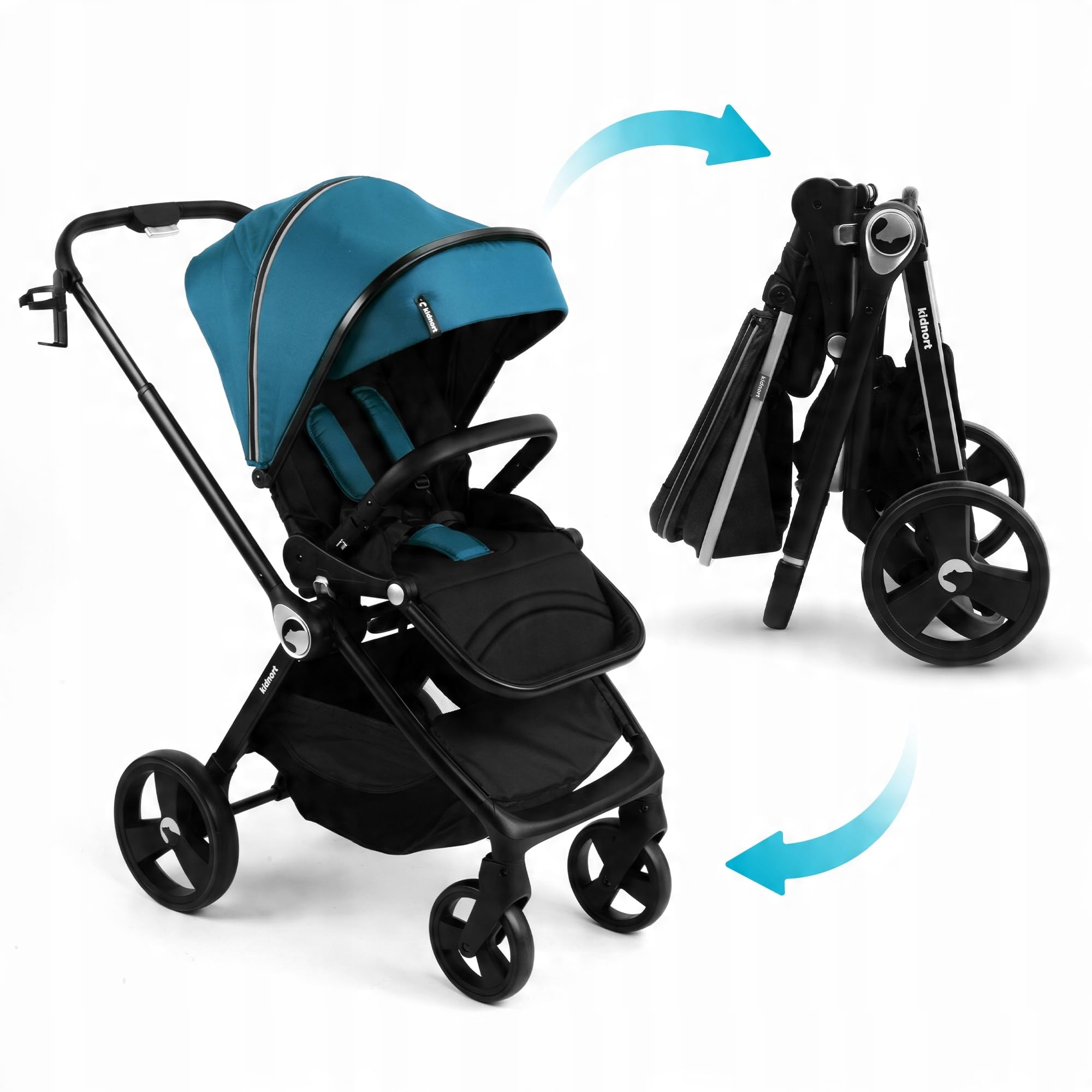 Isbjörn - Passeggino per bambini dalla nascita fino a 22 kg, sedile reversibile, ruote a 360°, funzione reclinabile e poggiapiedi, tettuccio parasole XXL, pieghevole con una sola mano, con