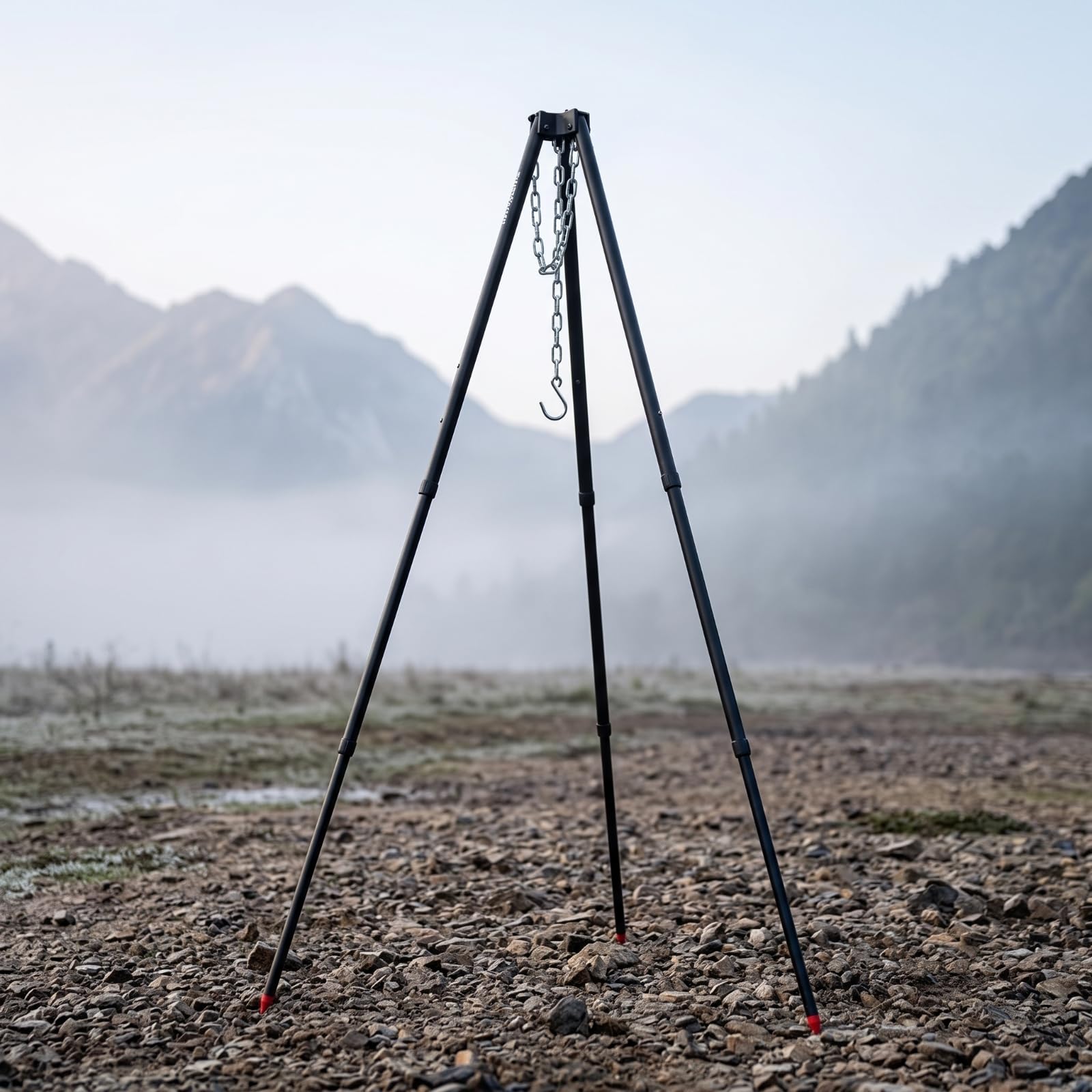 Gralara Trépied Camping avec Chaîne Trépied Télescopique Cuisson Léger Support Marmite Suspendue pour Randonneurs