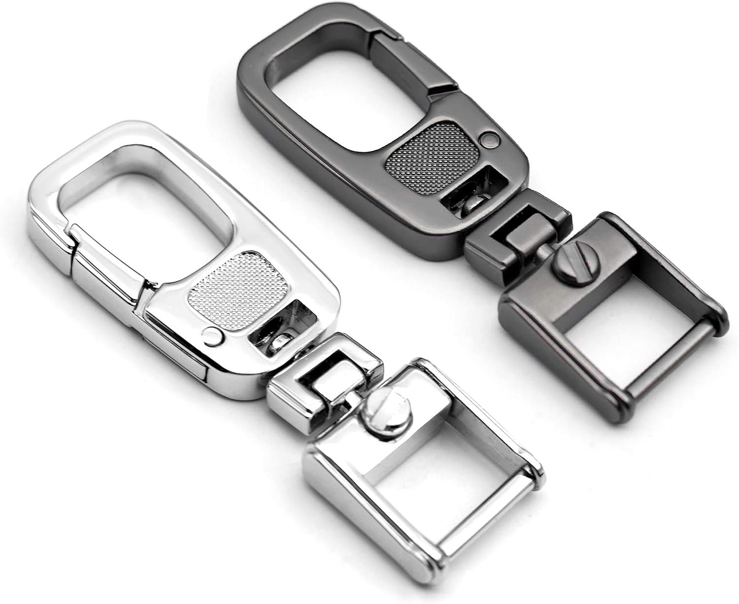 Sturdy Car Key Fob Key Chain Metal Heavy Duty Keychains Holder with 360 Degree Rotatable Design for Men and Women 2 Pack, 1 Pack Black & 1 Pack Silver