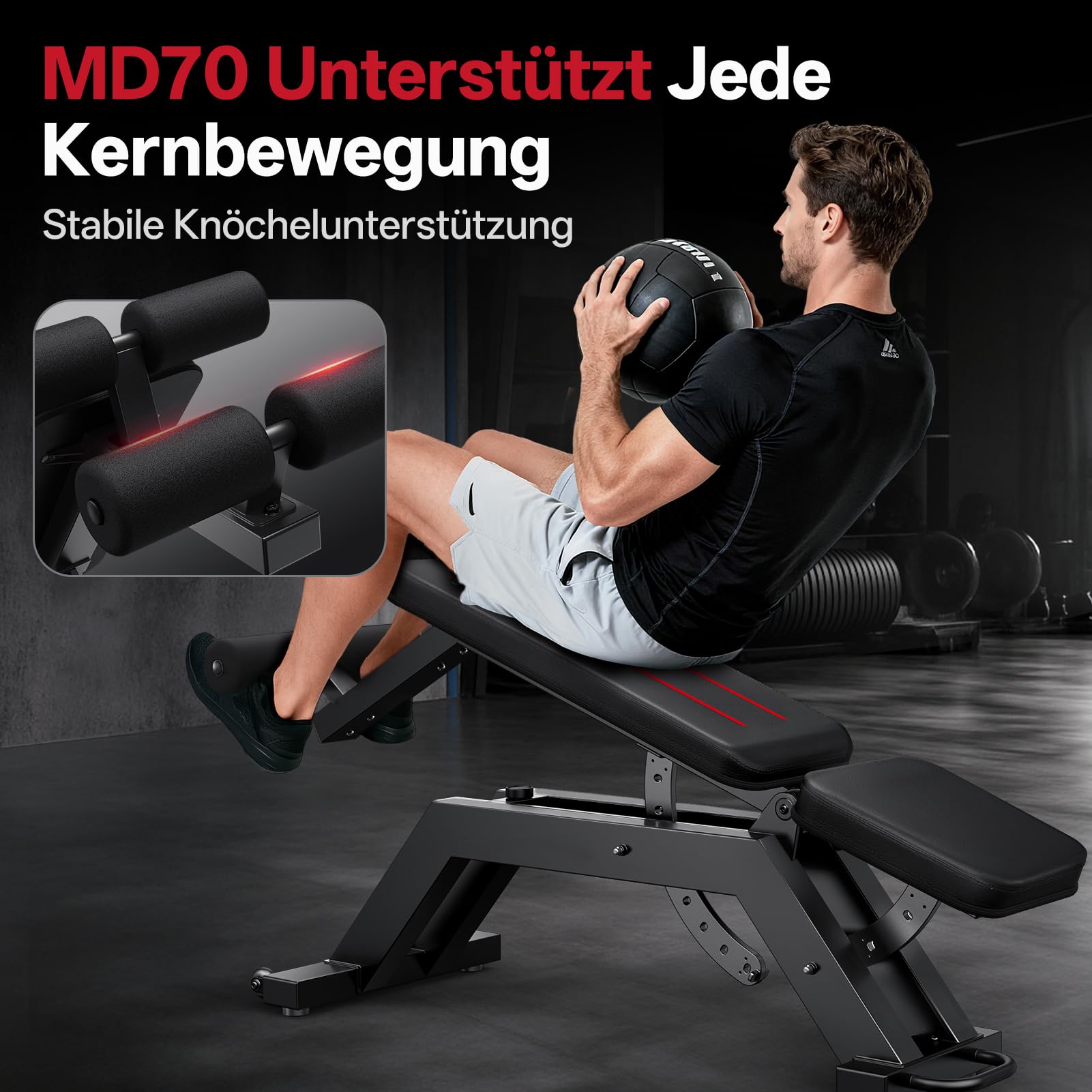 JOROTO MD70 Hantelbank Verstellbar, Multifunktions Trainingsbank bis 880LBS/400KG Belastung, 8-Fach Verstellbarer Rückenlehne & 5-Fach Verstellbarer Sitzfläche, Fitnessbank für Ganzkörpertraining