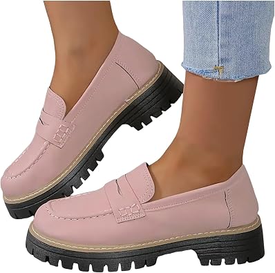 Chunky Loafers Women,Womens Loafers Comfortable Dressy 2025 Platform Loafers for Women Suede Slip on Shoes Lug Sole Round Toe Walking orthoture Loafers Work Business Casual Shoes Women