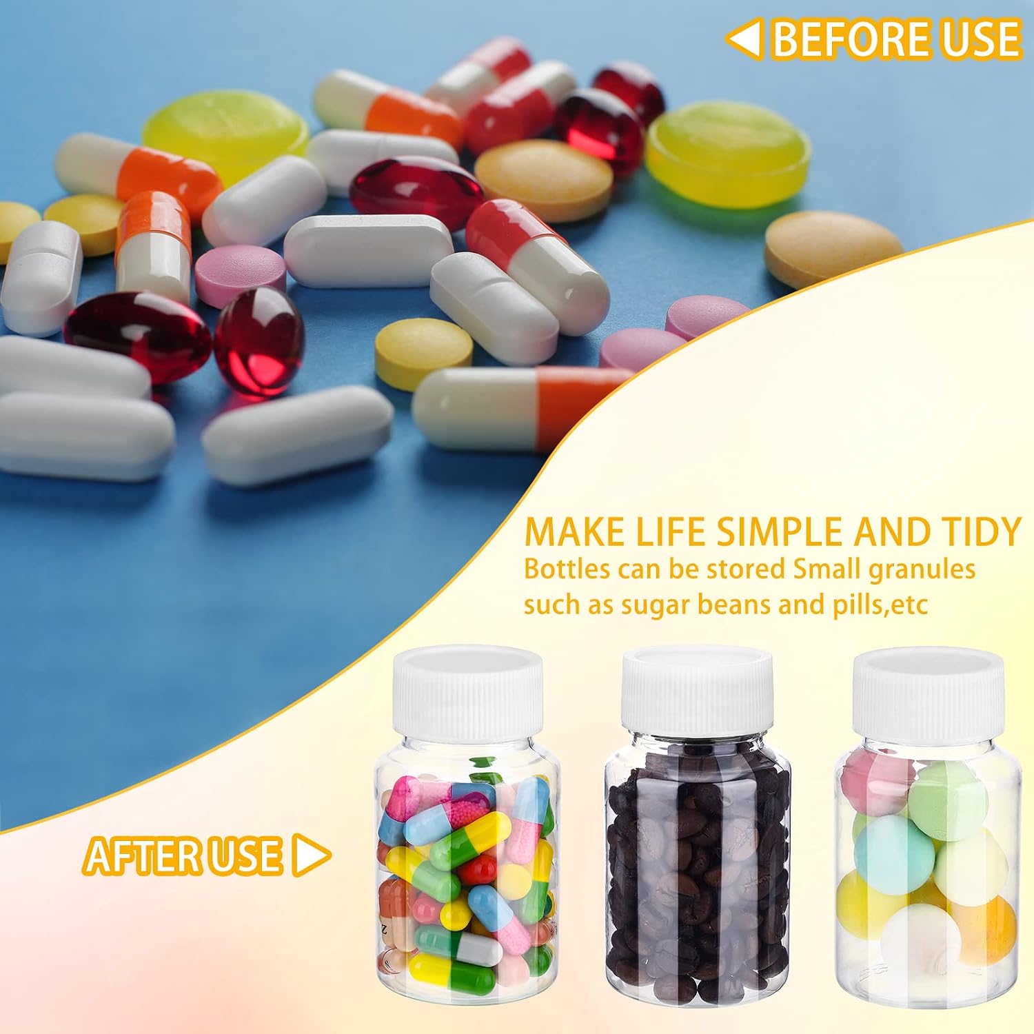 Vesici 50 Pcs 80 ml Empty Clear Pill Bottle Plastic Medicine Reagent Bottle with White Screw Cap Solid Powder Case Refillable Containers with Label Sticker for Liquid Solid Powder Medicine