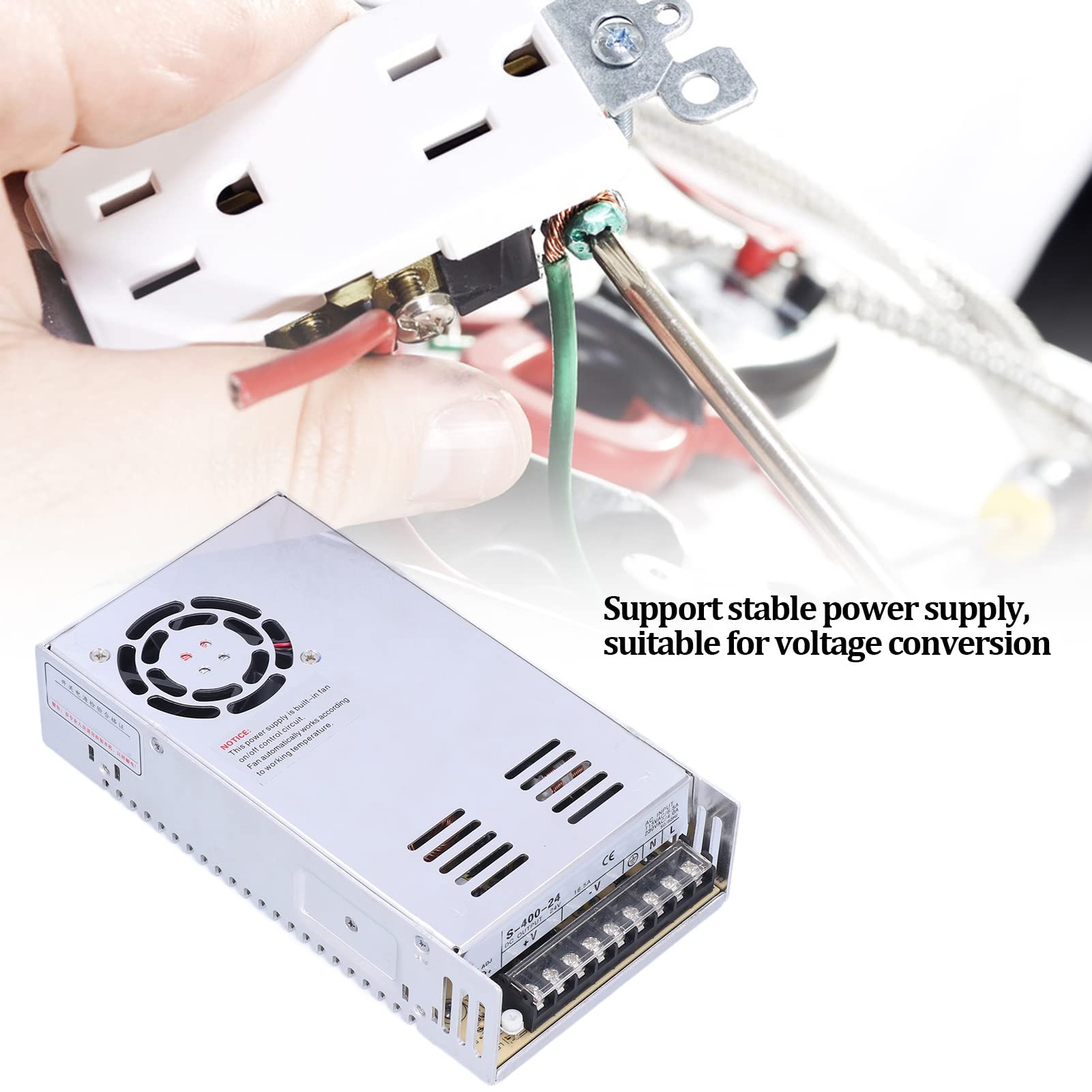 Fuente de alimentación SustVita 5V 60A 400W, Fuente de alimentación conmutada con Entrada de 115V 230V CA para conversión de Voltaje en automatización Industrial y proyectos (S-400-24)