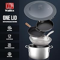 Vista 23 de Universal Lid for Pots, Pans and Skillets - Walfos Tempered Glass Pan Lid with Heat Resistant Silicone Rim, BPA Free Large Pot Lids Fits 8" to 12